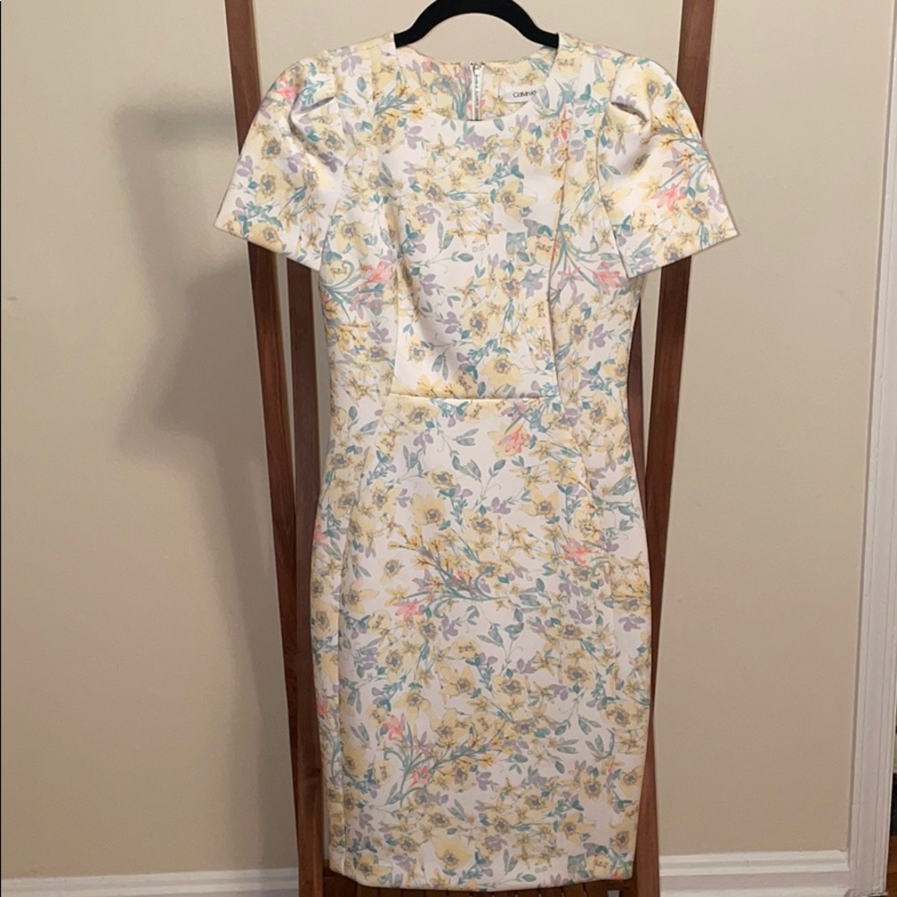 Calvin Klein Floral-Print Cap Sleeve Scuba Dress